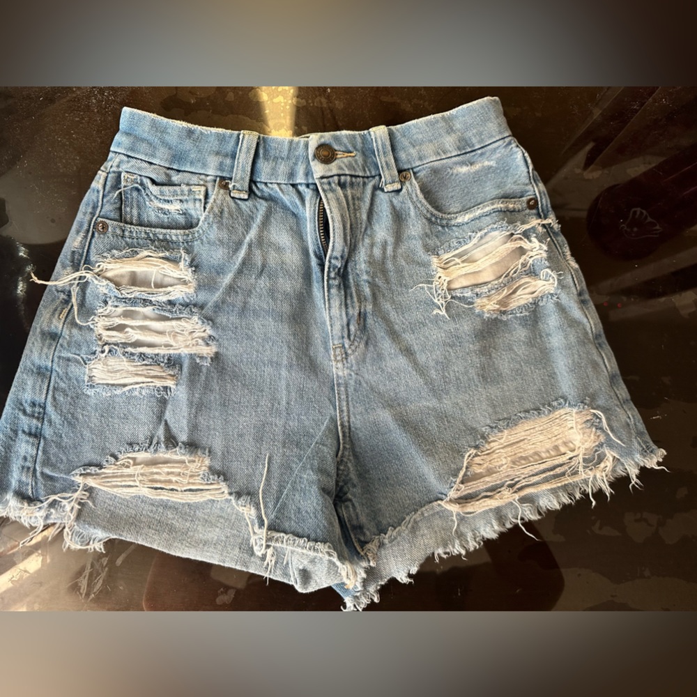American Eagle High Rise Distressed Denim Shorts